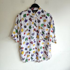 Vintage 90s Hawaiian Shirt M Tropical Floral Print Rayon Aloha New mint Brand